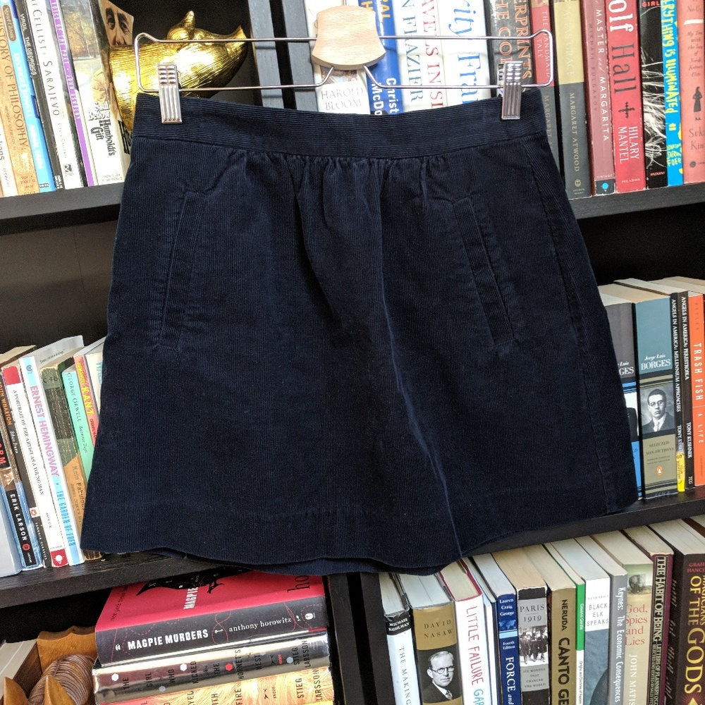 J. Crew Navy Corduroy Skirt with Pockets, Size 2
